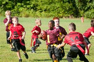 A flag football game in progress